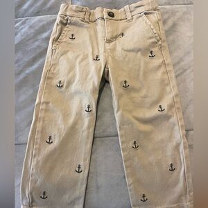 Janie and Jack khaki pants with anchor emblem in navy blue. size 2T